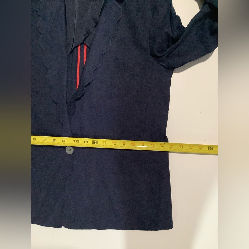J. Crew Linen Blend Navy Blue Scalloped Lightweight Blazer 6 Academia - Picture 5 of 11
